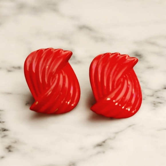 Source Unknown Jewelry - Retro Red Metal Earrings